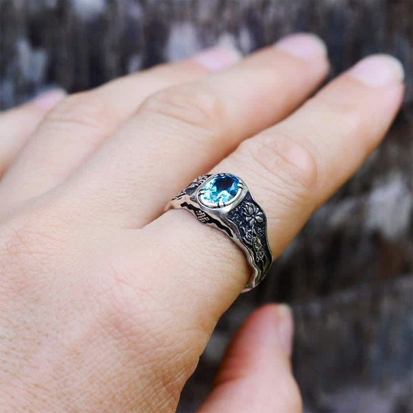 Buddhi Mudra Swiss Blue Topaz Ring