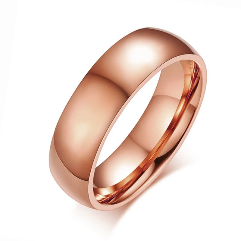 Einfache 2/4/6/8 Mm Edelstahl Hochzeit Ringe Goldene Glatte Frauen Männer Paar Ring Mode schmuck