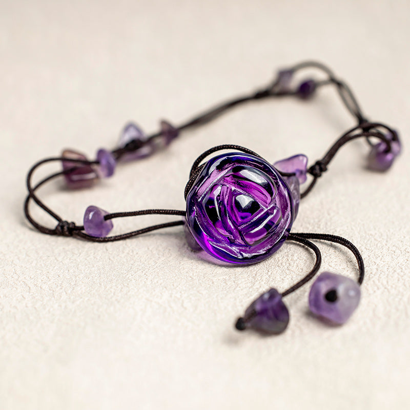 Chavri Amethyst Pink Crystal Green Aventurine Rose Inner Peace Healing Fußkettchen