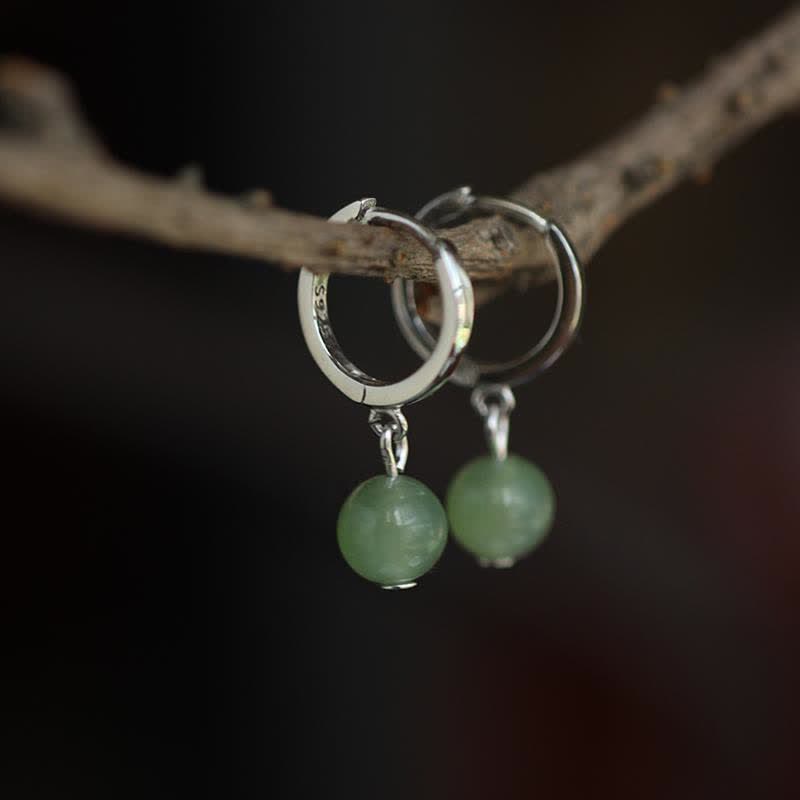 Chavri Runde Jade Perlen Wohlstand Ohrringe