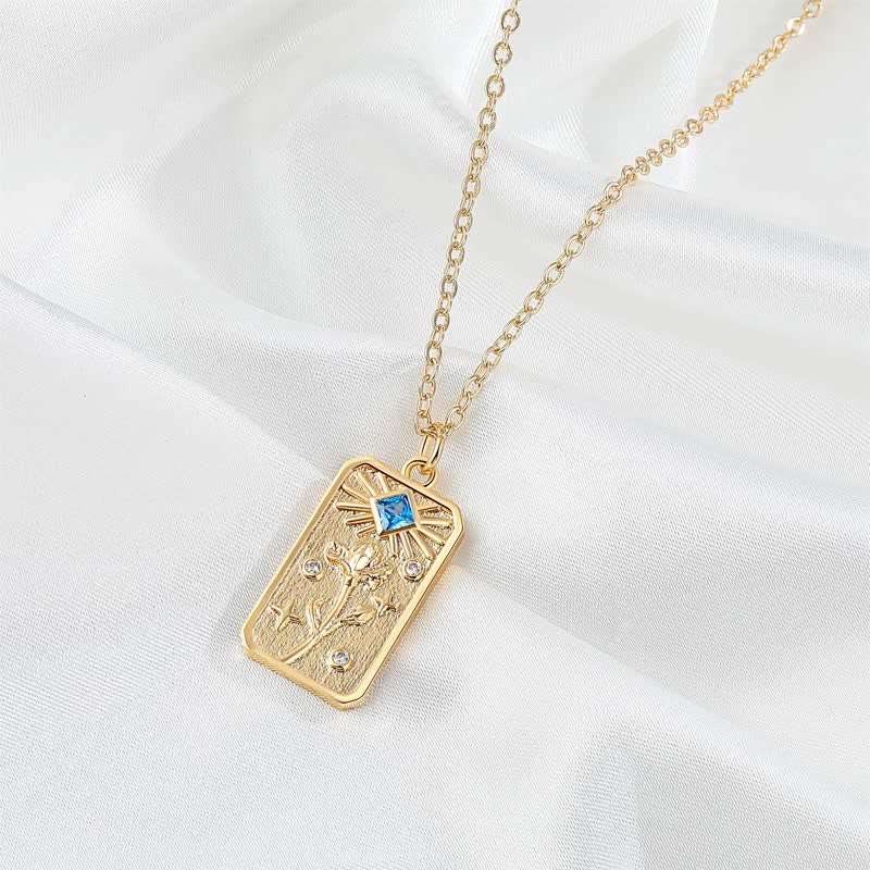 Geprägter Geburtsstein Empfindliche Geburtsblumenkette