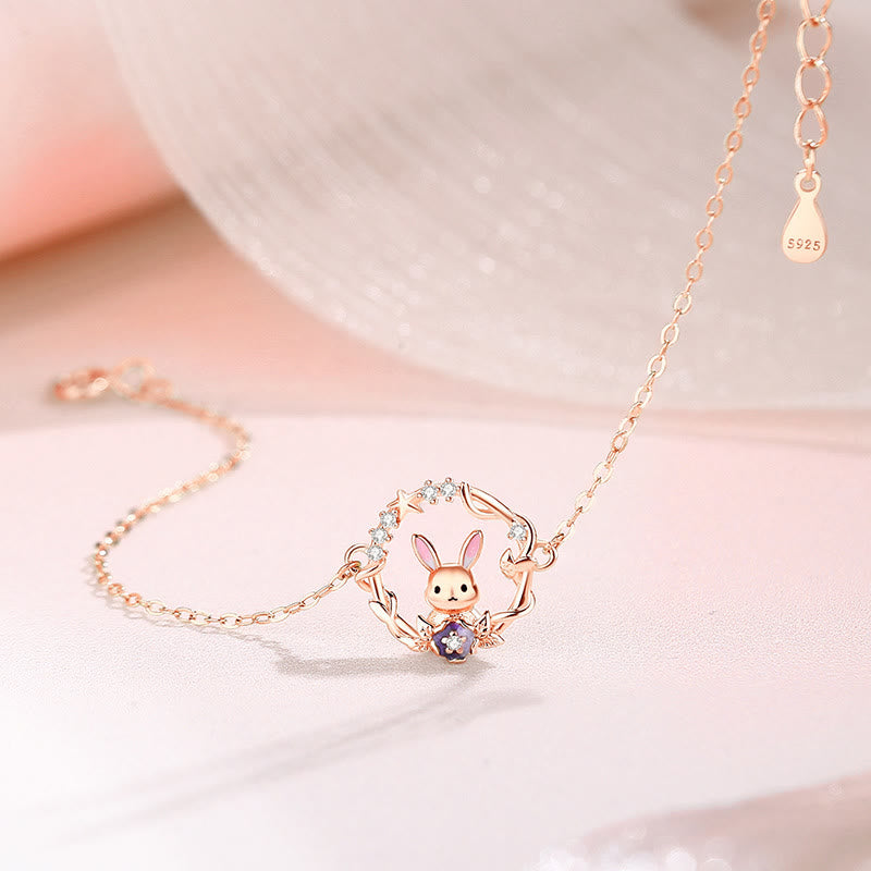 Süße Kranzhasen Roségold Armband Halskette