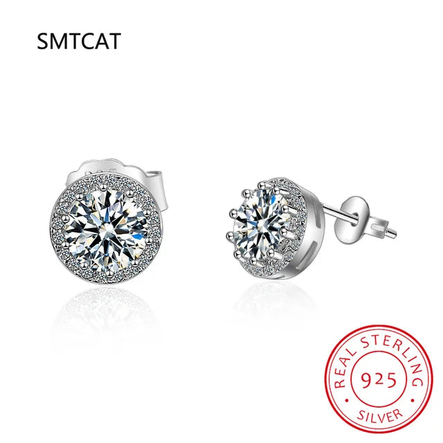 Zertifizierte Moissanit Ohrringe aus 925er Sterlingsilber - 1 Paar Ohrringe für Frauen