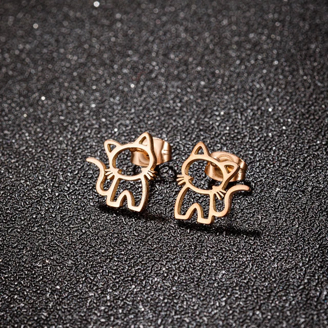 Cute Cat Edelstahl Ohrstecker für Männer und Frauen