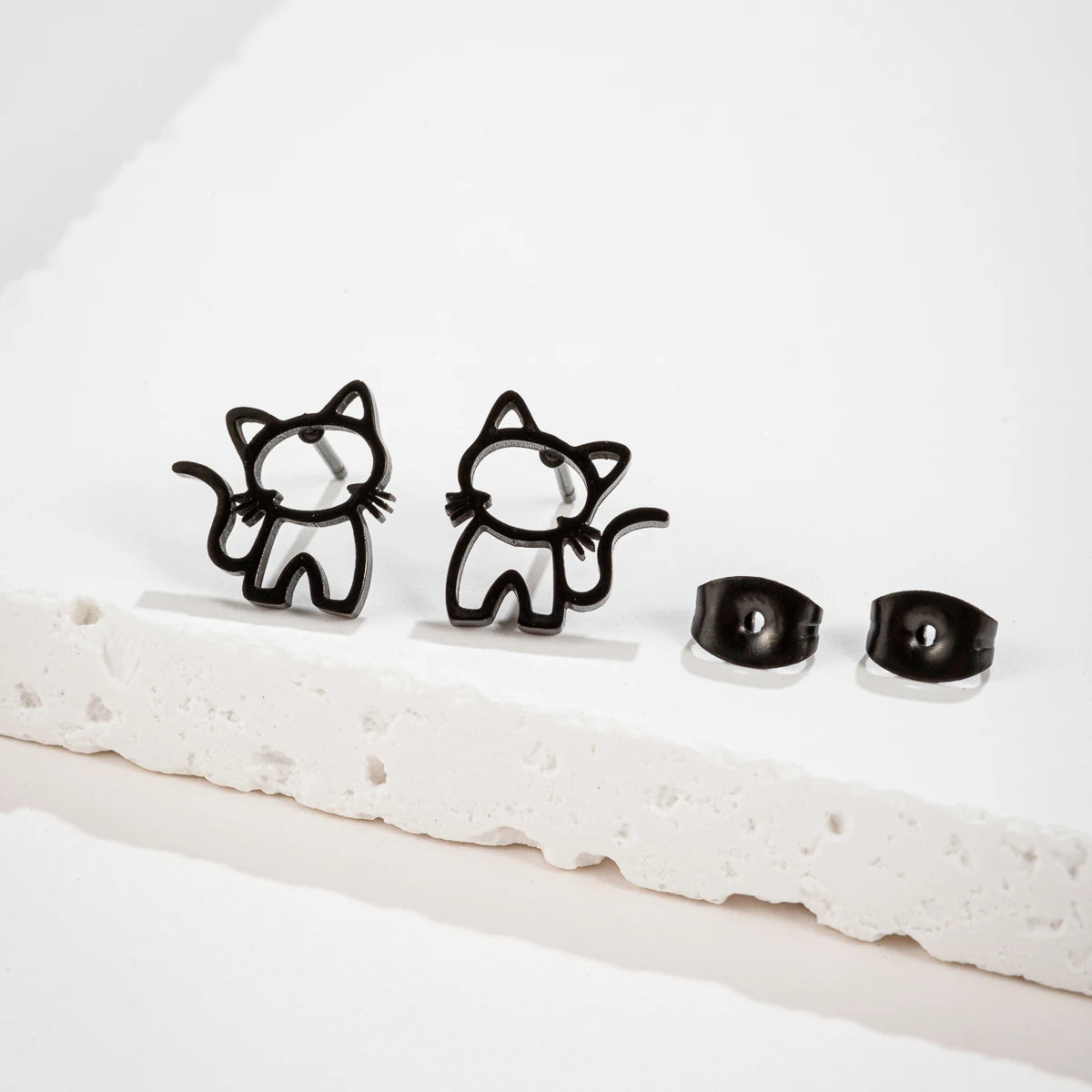 Cute Cat Edelstahl Ohrstecker für Männer und Frauen