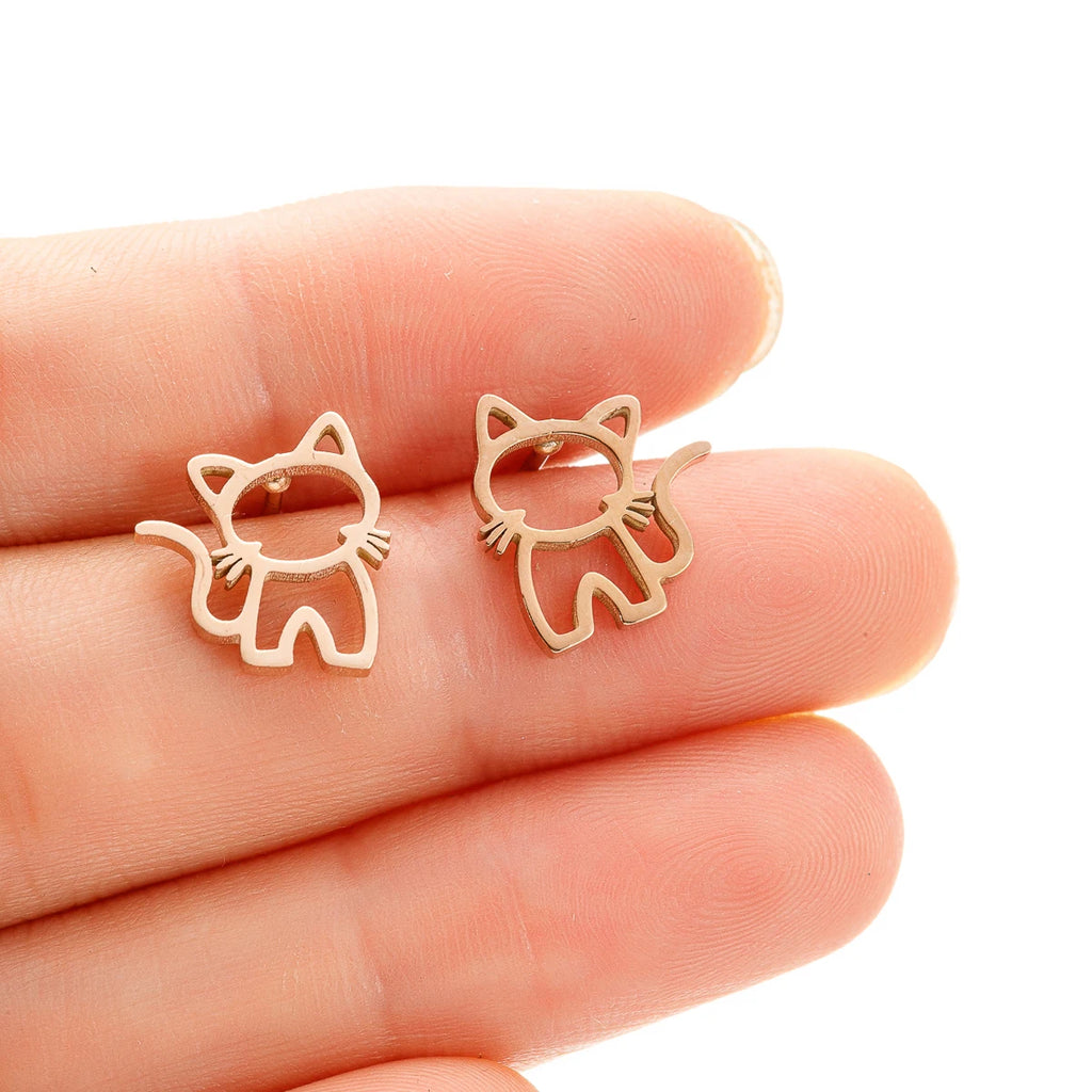 Cute Cat Edelstahl Ohrstecker für Männer und Frauen