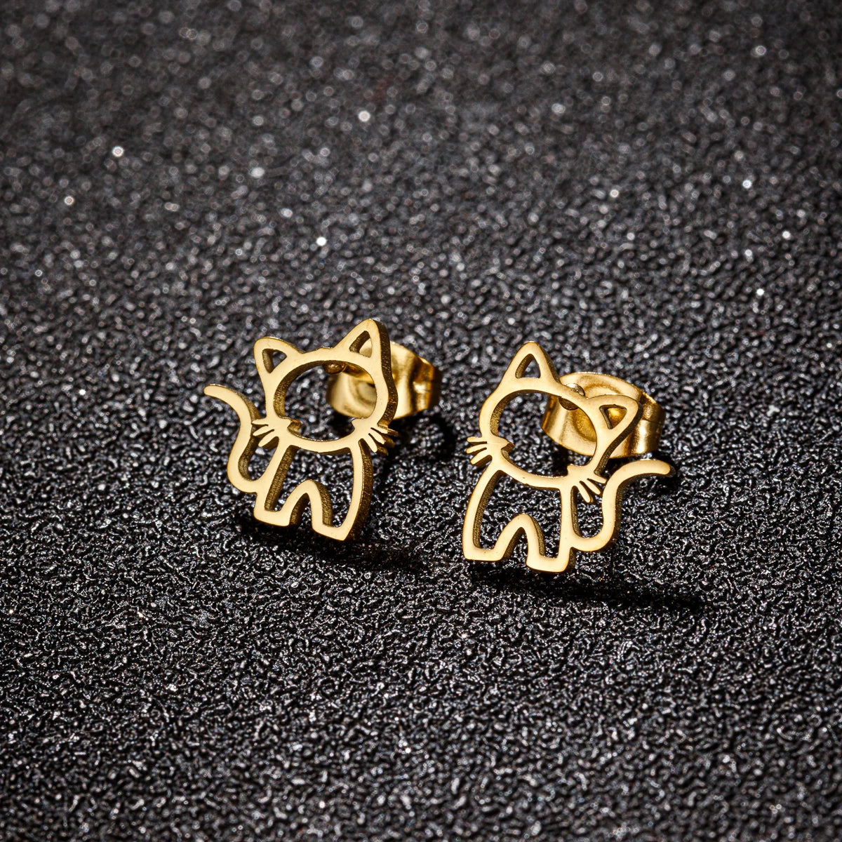 Cute Cat Edelstahl Ohrstecker für Männer und Frauen