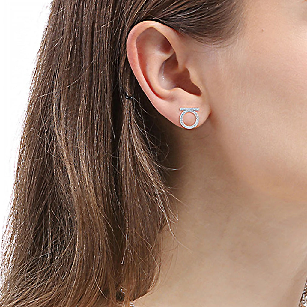 Elegante Ohrringe mit Zirkonia-Steinen und Platinüberzug für Damen