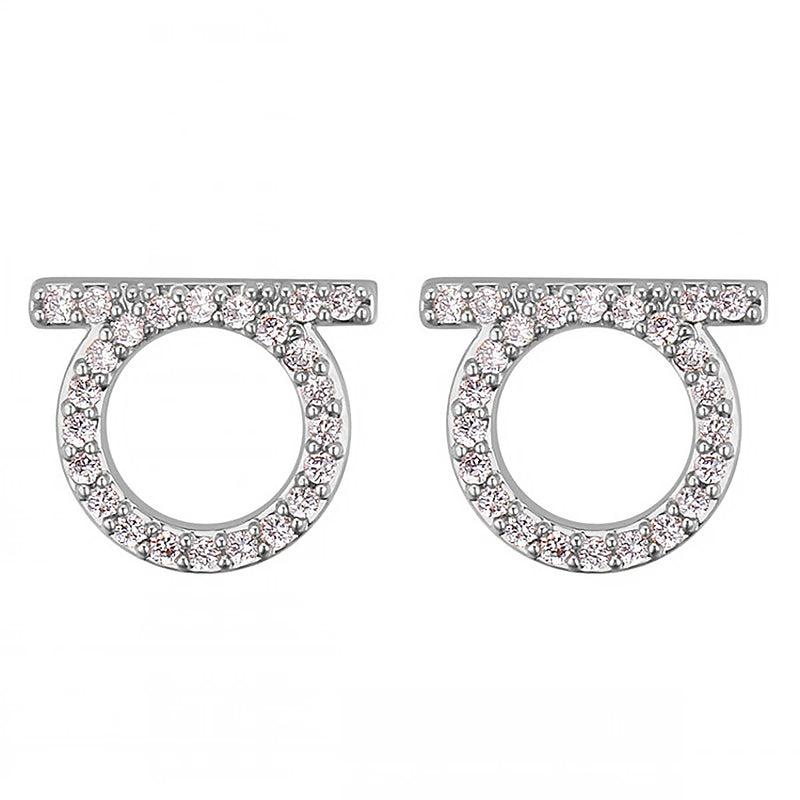 Elegante Ohrringe mit Zirkonia-Steinen und Platinüberzug für Damen