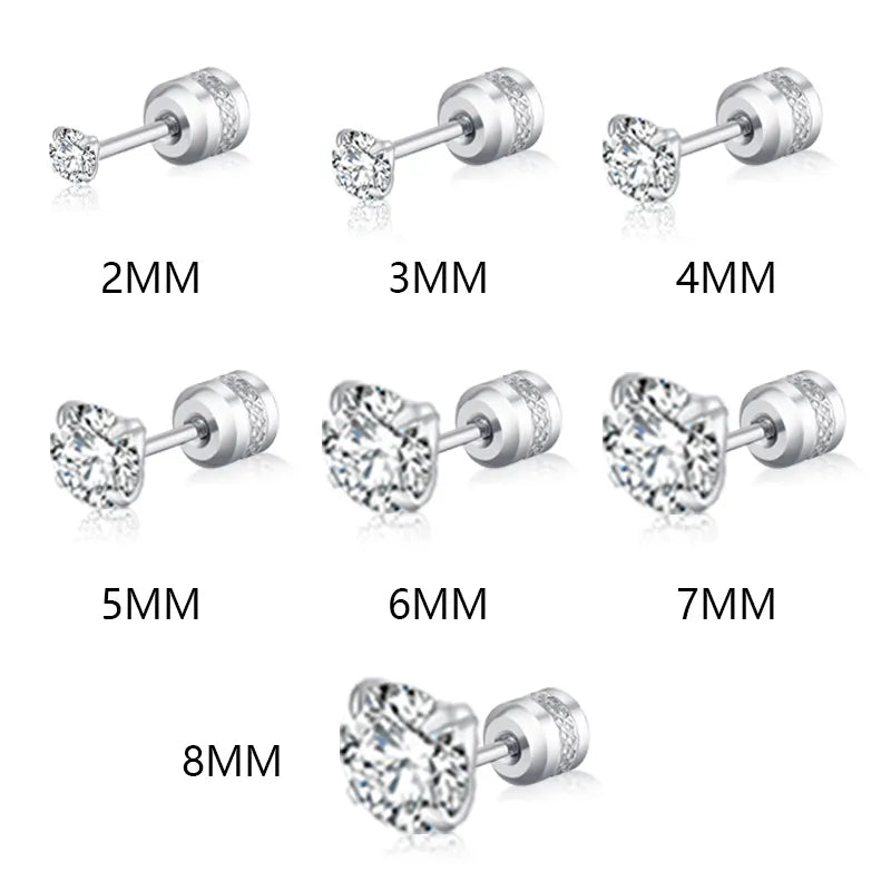 Hypoallergenic Stainless Steel Crystal Zircon Ear Studs Earrings - Piercing Jewelry