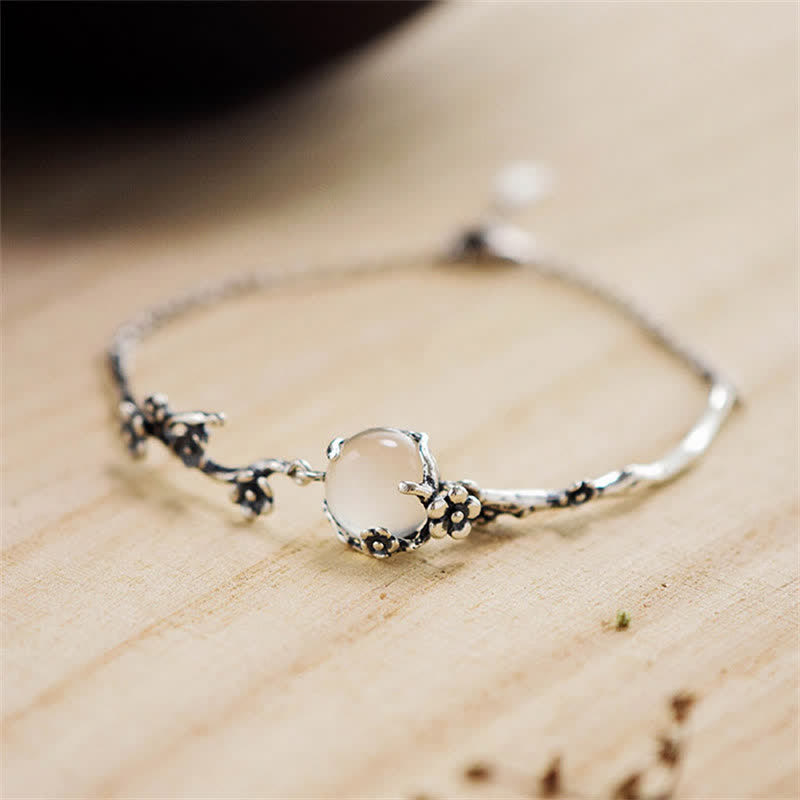 Chavri Pflaumenblüten-Chalcedon-Positiv-Armband