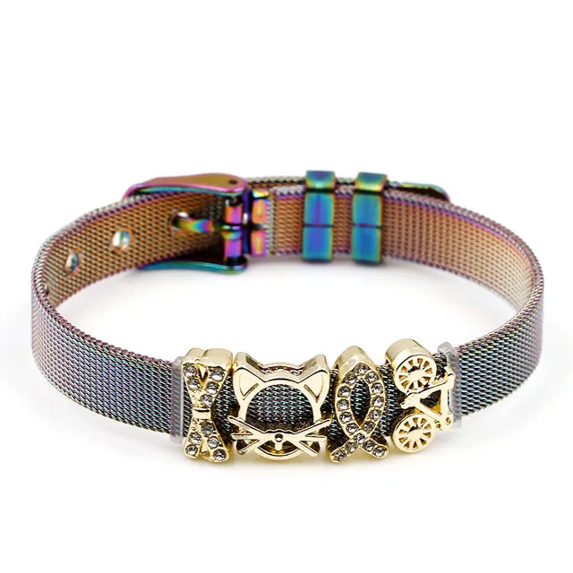 Zweifarbiges Edelstahl-Mesh-Armband