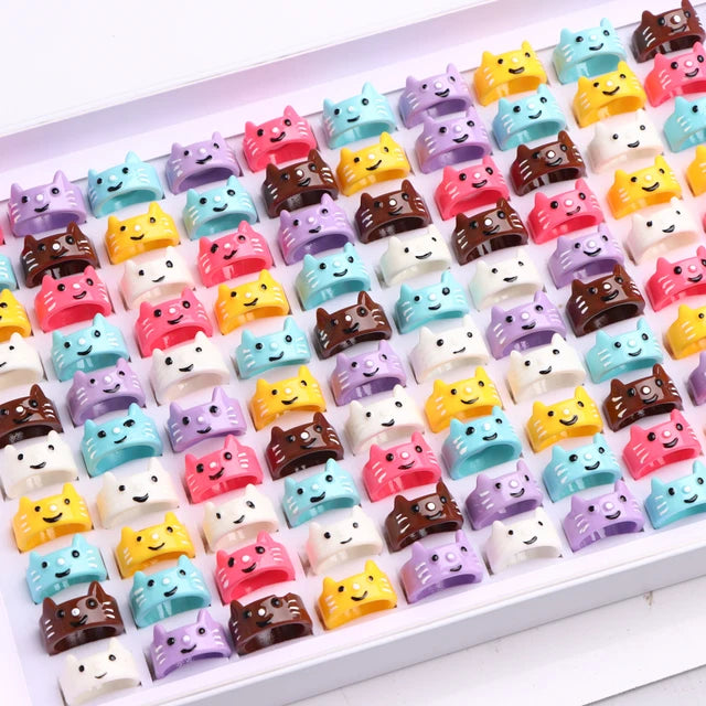 Mode Schöne Bunte Bären Frösche Harz Damenring Mädchen Niedlicher Lustiger Tierfingerschmuck Partygeschenk Gemischter Stil