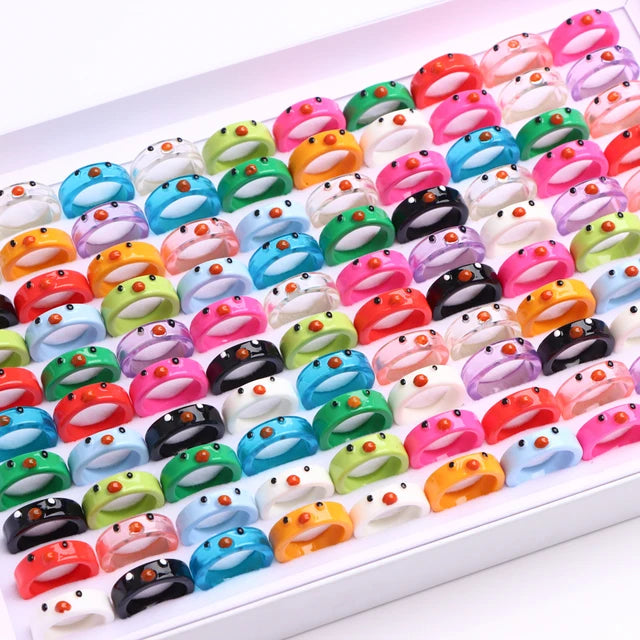 Mode Schöne Bunte Bären Frösche Harz Damenring Mädchen Niedlicher Lustiger Tierfingerschmuck Partygeschenk Gemischter Stil