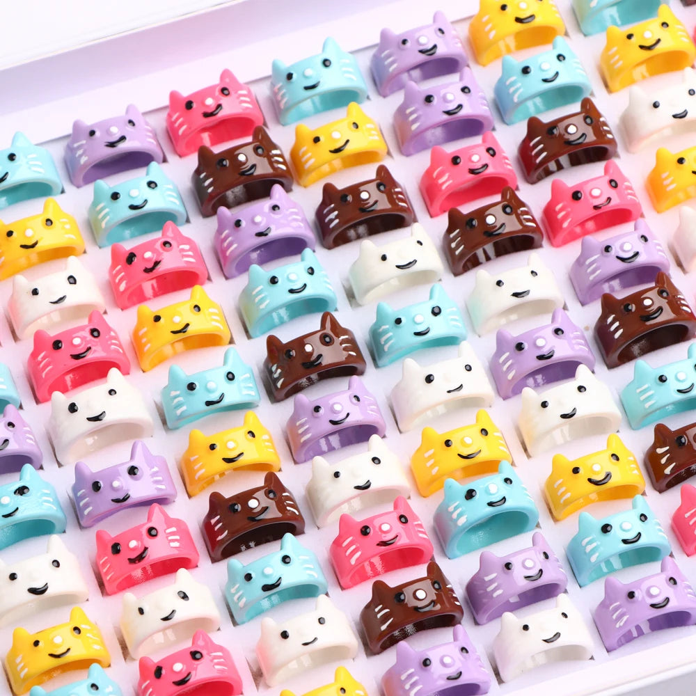 Mode Schöne Bunte Bären Frösche Harz Damenring Mädchen Niedlicher Lustiger Tierfingerschmuck Partygeschenk Gemischter Stil