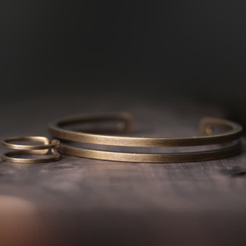Chavri Rustikales Kupfer-Glücks-Wikinger-Manschettenarmband