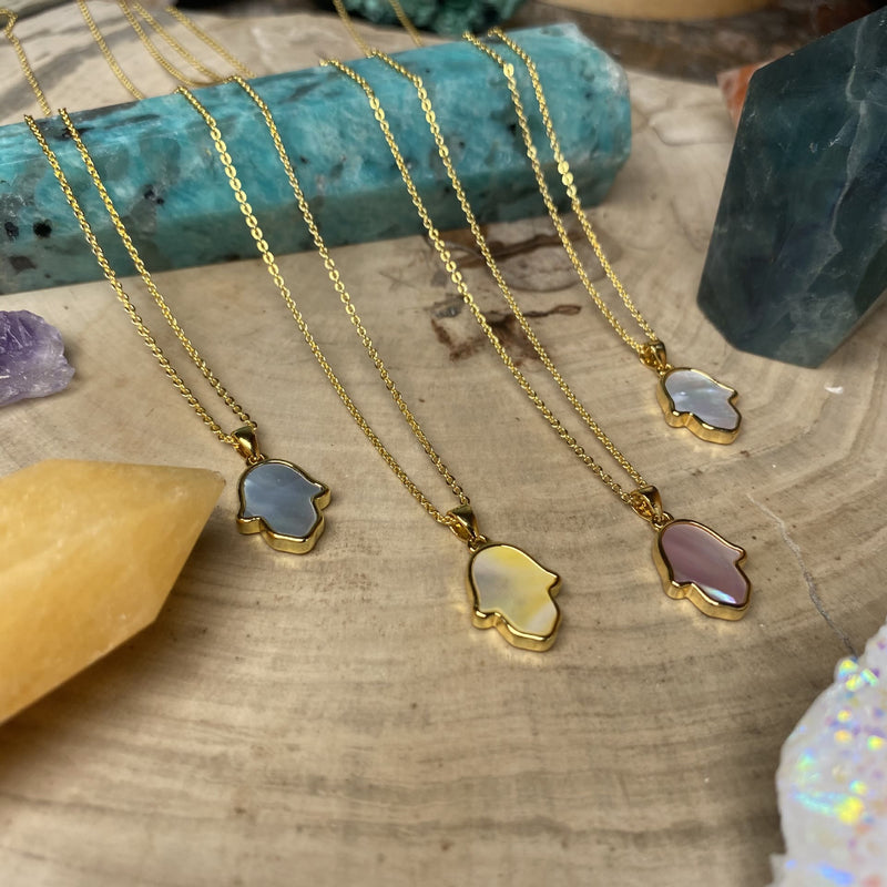 Golddraht Natural Shell Palm Edelstein Halskette