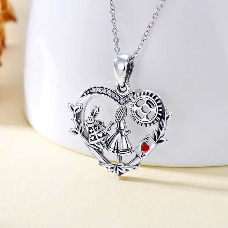 Märchenland In Einem Traum Vintage Alice Rabbit Heart Halskette