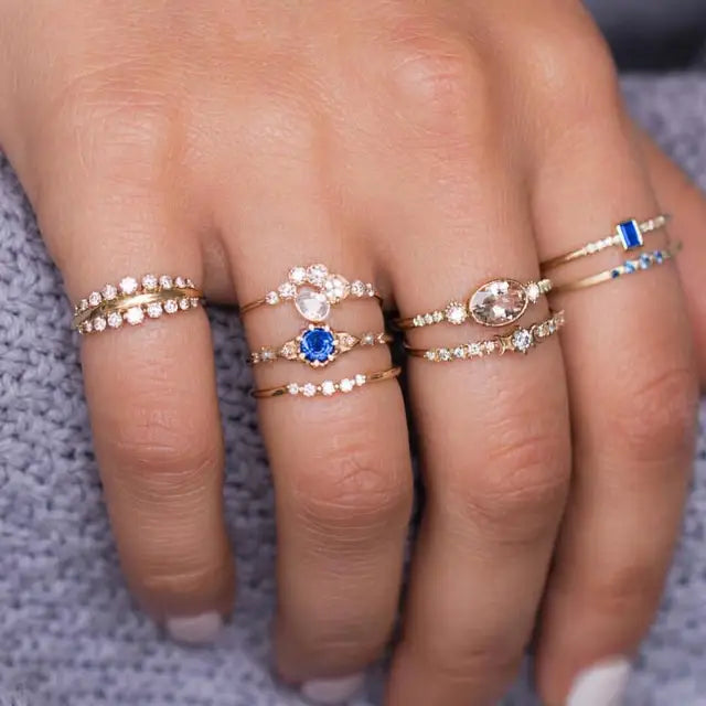 Bohemian Mond Ring Set für Frauen - 11-teiliges Set