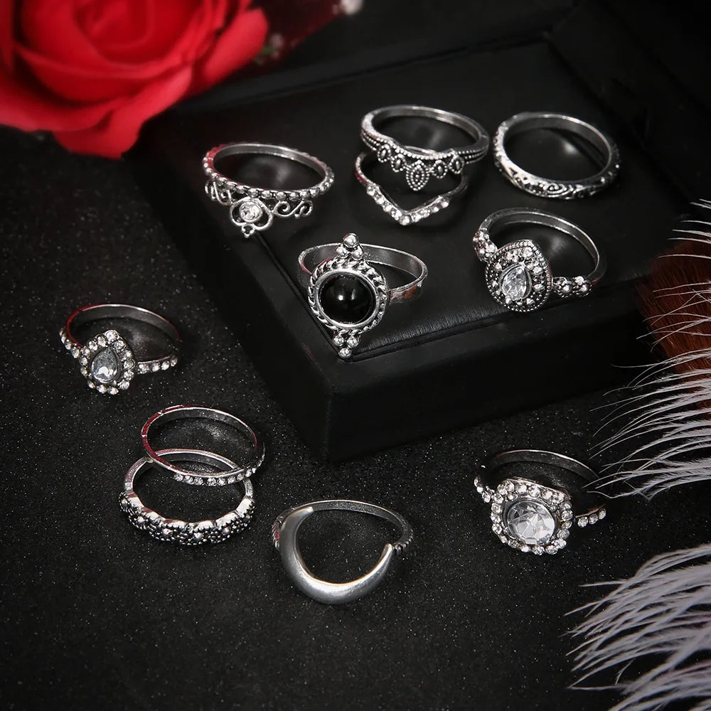 Bohemian Mond Ring Set für Frauen - 11-teiliges Set