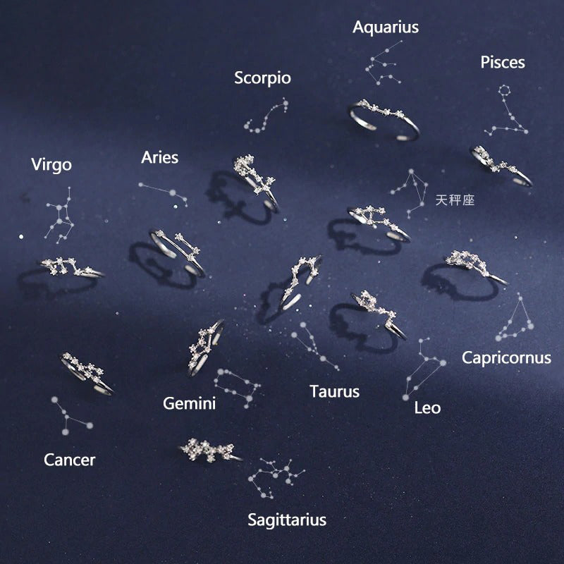 12 Sternbilanzszeichen Zirkonringe