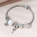 Astralmondperlenglas Silberarmband