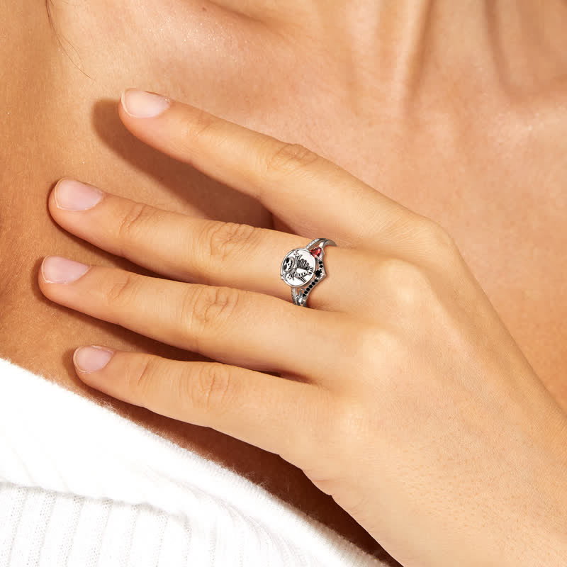 Fallender Herzstempelschädel -Skelettring