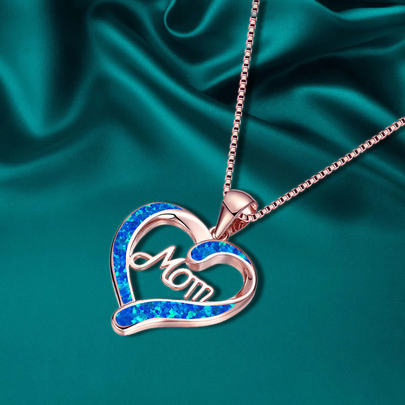 Liebe Mutter Blaues Opal Herz Frauen Halskette