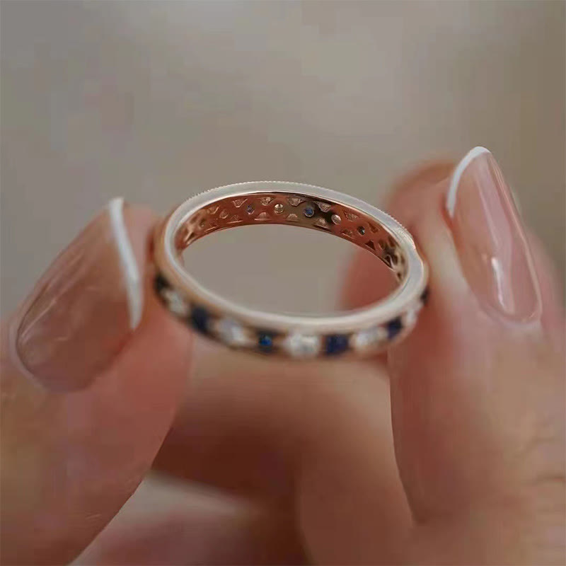 Frei Heute Plattiert S925 Silber Sapphire Mosambik Diamond Simple Ring