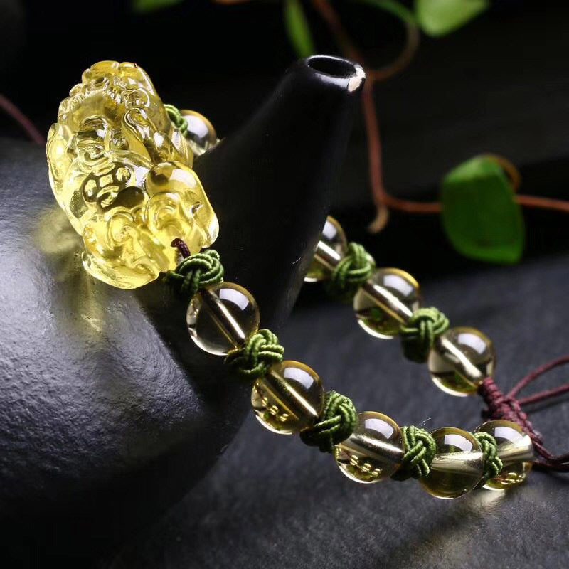 Chavri natürliches Citrin-Pixiu-Vermögensschutzarmband