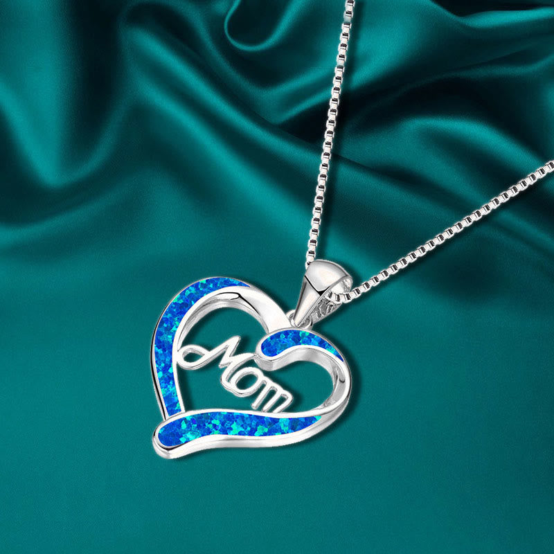 Liebe Mutter Blaues Opal Herz Frauen Halskette