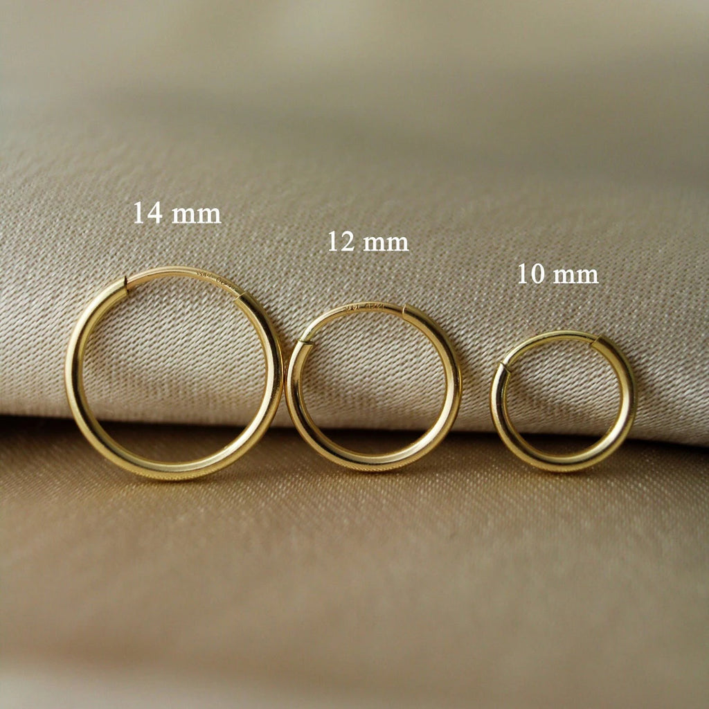 Hochwertige 14k Gold Endless Hoop Ohrringe