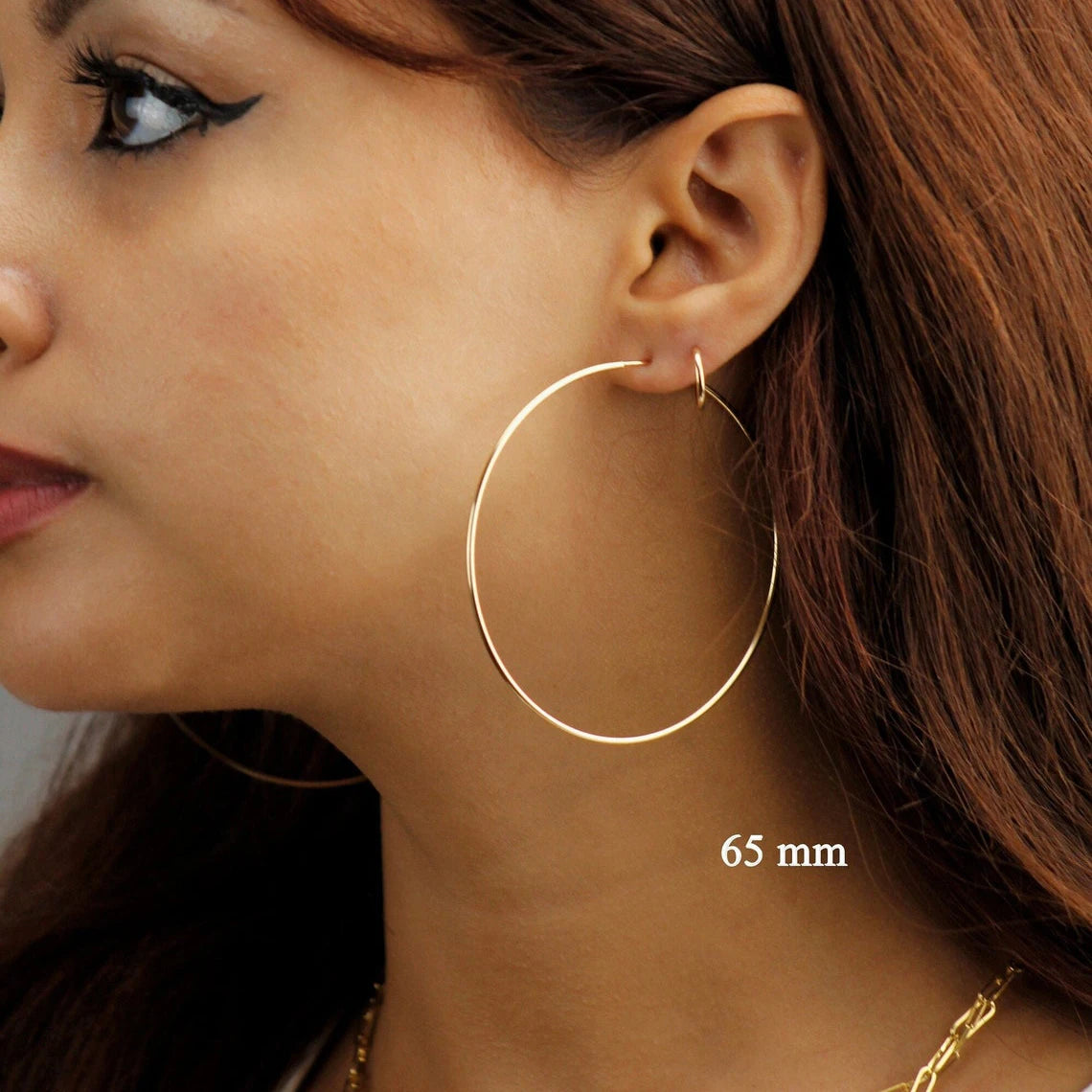Hochwertige 14k Gold Endless Hoop Ohrringe