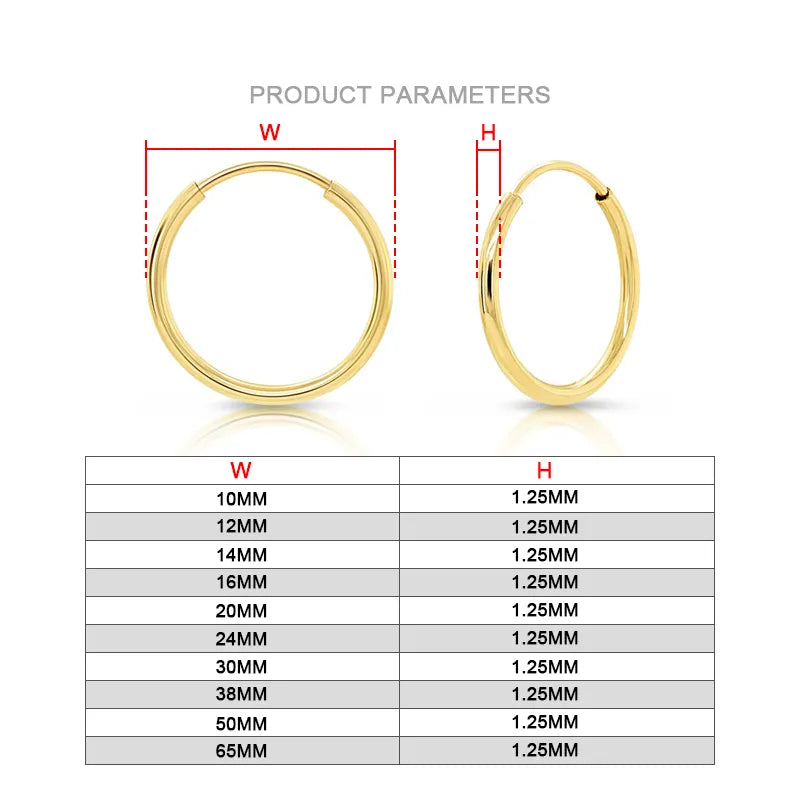 Hochwertige 14k Gold Endless Hoop Ohrringe