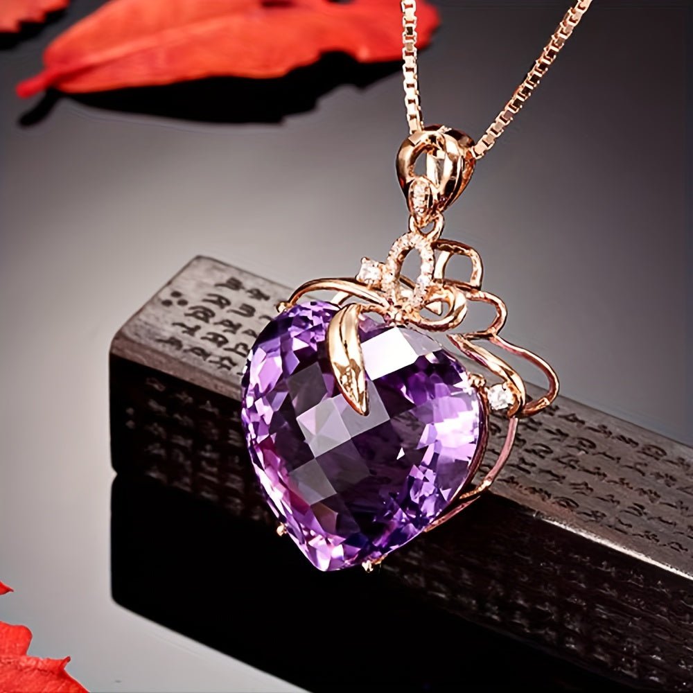 14K Gold Plated Amethyst Heart Halskette