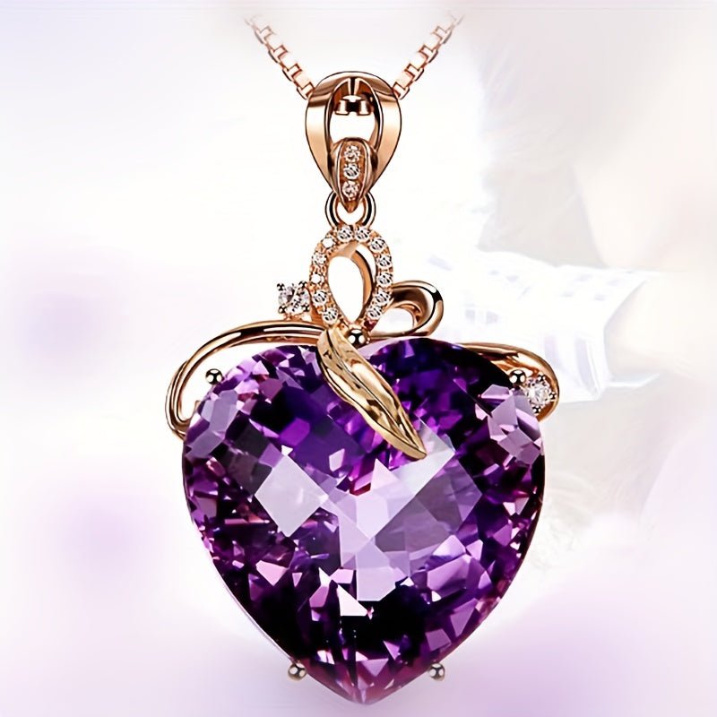 14K Gold Plated Amethyst Heart Halskette