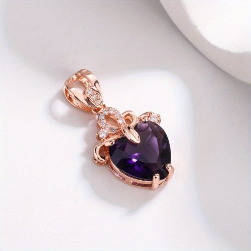 14K Gold Plated Amethyst Heart Halskette