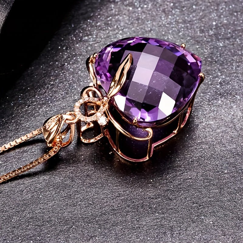 14K Gold Plated Amethyst Heart Halskette