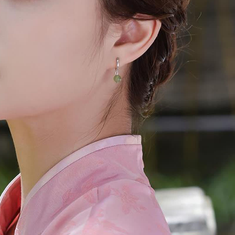 Chavri Runde Jade Perlen Wohlstand Ohrringe