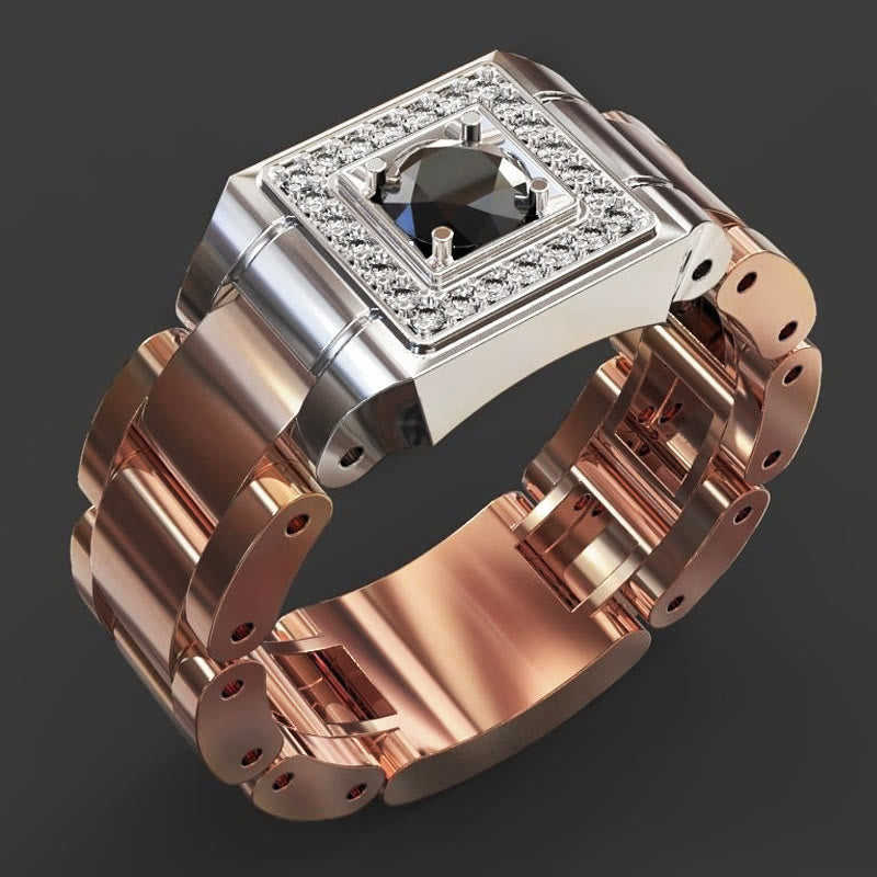 Mode Luxus Sapphire Gold Uhrenform Ring
