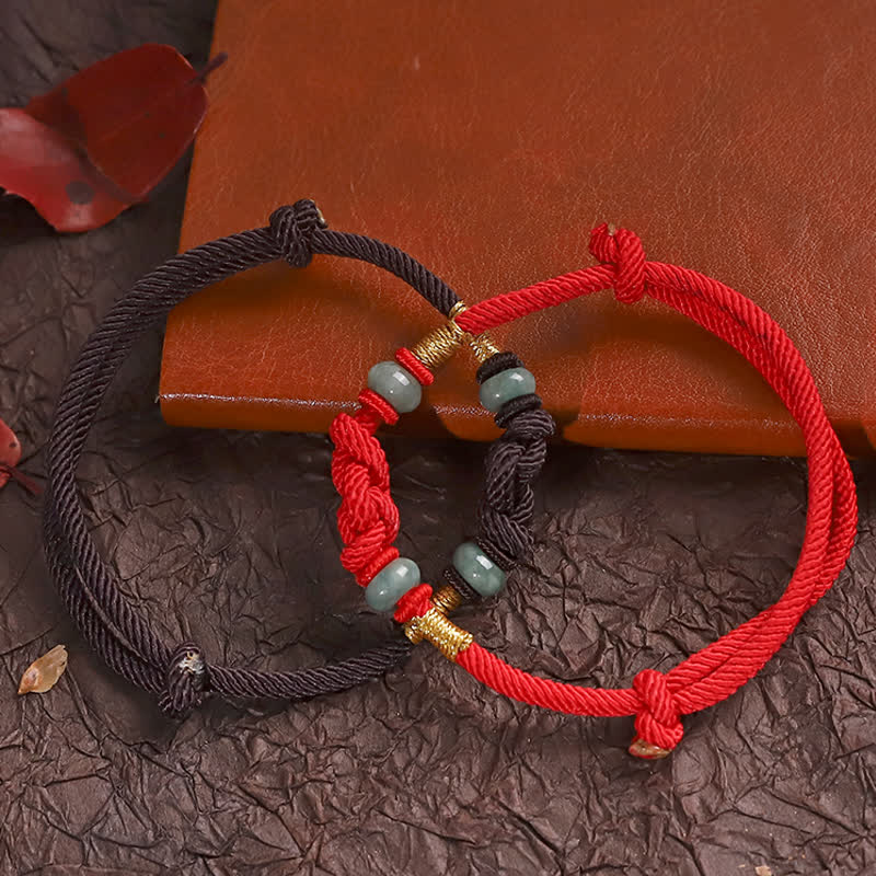 Chavri Red String Jade Glück Glücksknoten geflochtenes Paararmband