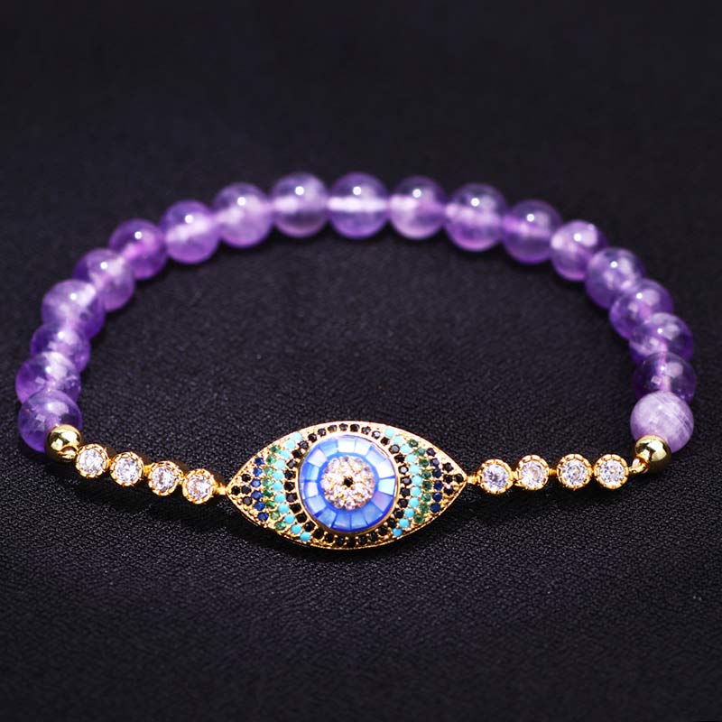 Amethyst Evil Eye Symbol Heilung Armband