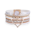 Böhmisches mehrschichtiges Herz-Lederarmband