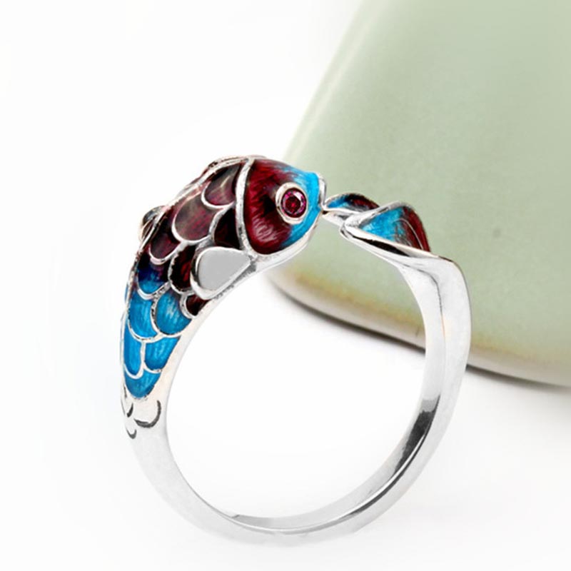 Chavri Koi Fisch Weißer Kupfer Balance Ring