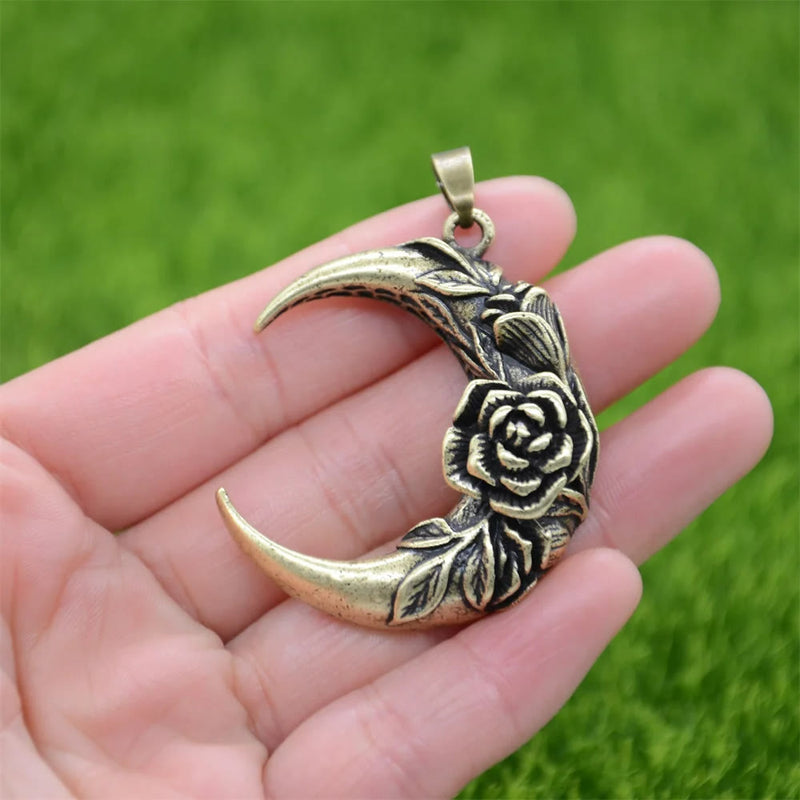 Halbmond Mit Rosenanhänger Retro Halskette