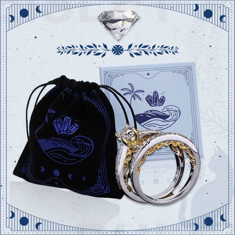 Perfektes Paar Goldkante Verschönerte 2 -Teilige Ring -Set