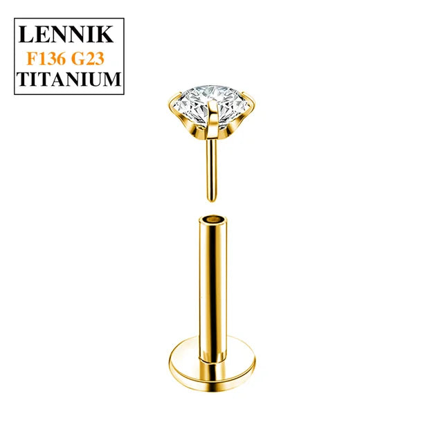 Titan Labret Lippenpiercing Stud 16G mit klarem CZ-Stecker für Frauen