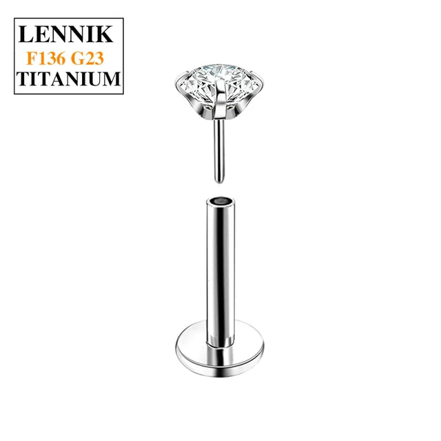Titan Labret Lippenpiercing Stud 16G mit klarem CZ-Stecker für Frauen