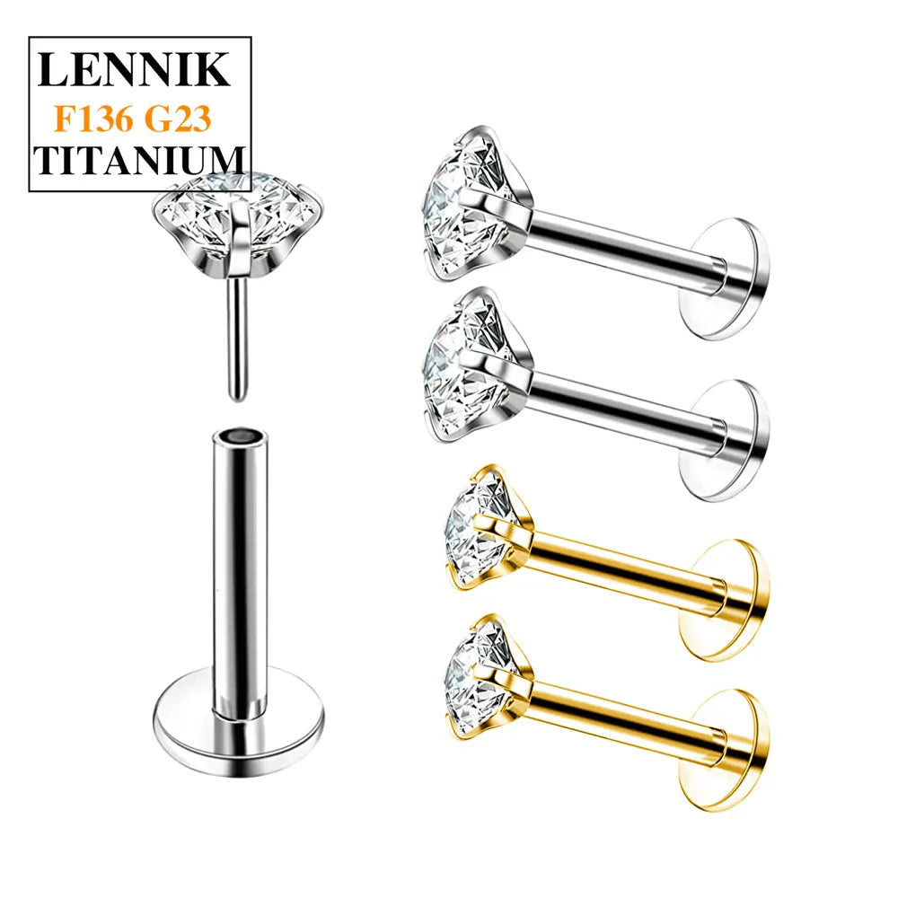 Titan Labret Lippenpiercing Stud 16G mit klarem CZ-Stecker für Frauen