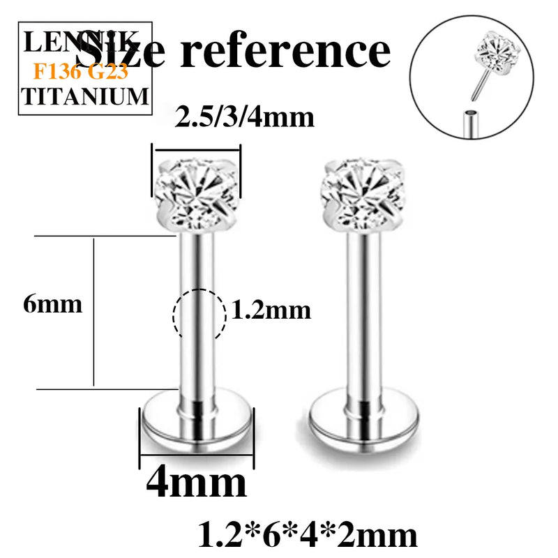 Titan Labret Lippenpiercing Stud 16G mit klarem CZ-Stecker für Frauen